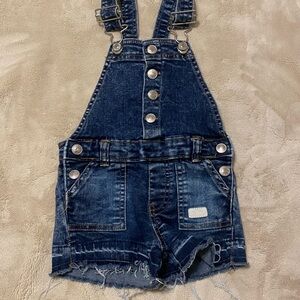 7 For All Mankind Dark Blue Denim Short Overalls